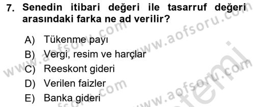 Dış Ticaret İşlemlerinin Muhasebeleştirilmesi Dersi 2021 - 2022 Yılı Yaz Okulu Sınav Soruları 7. Soru