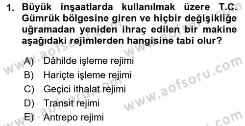 Dış Ticaret İşlemlerinin Muhasebeleştirilmesi Dersi 2022 - 2023 Yılı Yaz Okulu Sınav Soruları 1. Soru