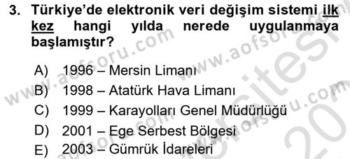 Dış Ticaret İşlemlerinin Muhasebeleştirilmesi Dersi 2022 - 2023 Yılı Yaz Okulu Sınav Soruları 3. Soru