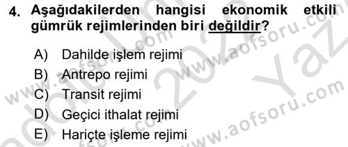 Dış Ticaret İşlemlerinin Muhasebeleştirilmesi Dersi 2022 - 2023 Yılı Yaz Okulu Sınav Soruları 4. Soru