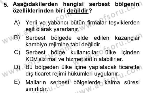 Dış Ticaret İşlemlerinin Muhasebeleştirilmesi Dersi 2022 - 2023 Yılı Yaz Okulu Sınav Soruları 5. Soru