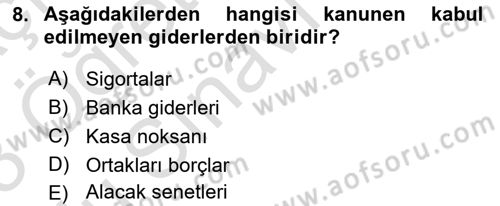 Dış Ticaret İşlemlerinin Muhasebeleştirilmesi Dersi 2022 - 2023 Yılı Yaz Okulu Sınav Soruları 8. Soru