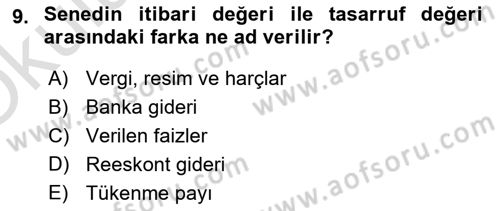 Dış Ticaret İşlemlerinin Muhasebeleştirilmesi Dersi 2022 - 2023 Yılı Yaz Okulu Sınav Soruları 9. Soru
