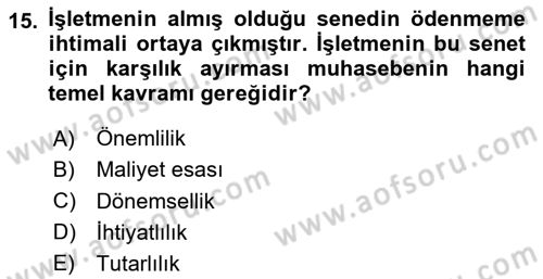 Dış Ticaret İşlemlerinin Muhasebeleştirilmesi Dersi 2023 - 2024 Yılı (Vize) Ara Sınav Soruları 15. Soru
