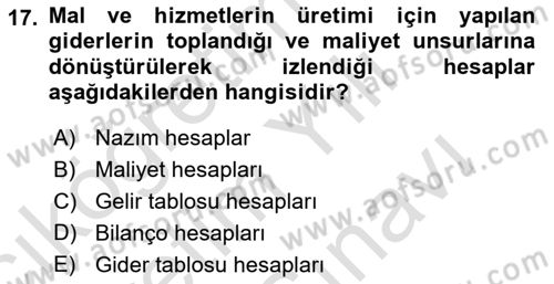 Dış Ticaret İşlemlerinin Muhasebeleştirilmesi Dersi 2023 - 2024 Yılı (Vize) Ara Sınav Soruları 17. Soru