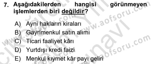 Dış Ticaret İşlemlerinin Muhasebeleştirilmesi Dersi 2023 - 2024 Yılı (Vize) Ara Sınav Soruları 7. Soru
