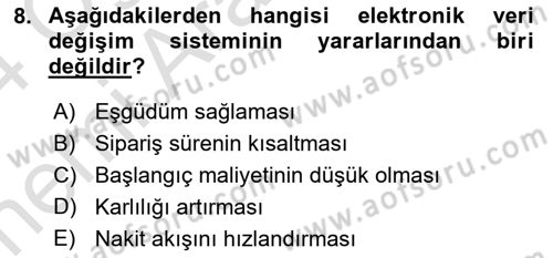 Dış Ticaret İşlemlerinin Muhasebeleştirilmesi Dersi 2023 - 2024 Yılı (Vize) Ara Sınav Soruları 8. Soru