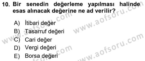 Dış Ticaret İşlemlerinin Muhasebeleştirilmesi Dersi 2023 - 2024 Yılı (Final) Dönem Sonu Sınav Soruları 10. Soru