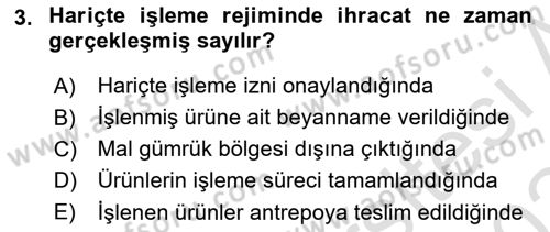 Dış Ticaret İşlemlerinin Muhasebeleştirilmesi Dersi 2023 - 2024 Yılı (Final) Dönem Sonu Sınav Soruları 3. Soru