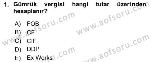 Dış Ticaret İşlemlerinin Muhasebeleştirilmesi Dersi 2023 - 2024 Yılı Yaz Okulu Sınav Soruları 1. Soru