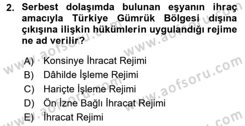 Dış Ticaret İşlemlerinin Muhasebeleştirilmesi Dersi 2023 - 2024 Yılı Yaz Okulu Sınav Soruları 2. Soru
