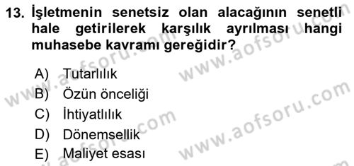 Dış Ticaret İşlemlerinin Muhasebeleştirilmesi Dersi 2024 - 2025 Yılı (Vize) Ara Sınav Soruları 13. Soru