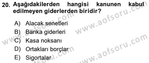 Dış Ticaret İşlemlerinin Muhasebeleştirilmesi Dersi 2024 - 2025 Yılı (Vize) Ara Sınav Soruları 20. Soru