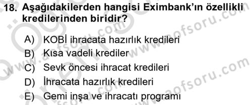 Dış Ticaret İşlemlerinin Muhasebeleştirilmesi Dersi 2024 - 2025 Yılı (Final) Dönem Sonu Sınav Soruları 18. Soru
