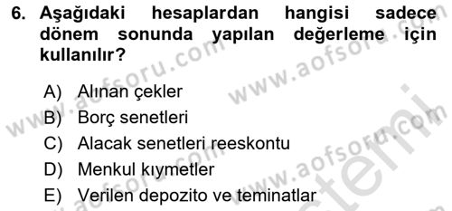 Dış Ticaret İşlemlerinin Muhasebeleştirilmesi Dersi 2024 - 2025 Yılı (Final) Dönem Sonu Sınav Soruları 6. Soru