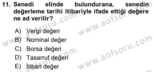 Dış Ticaret İşlemlerinin Muhasebeleştirilmesi Dersi 2024 - 2025 Yılı Yaz Okulu Sınav Soruları 11. Soru