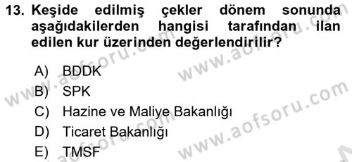 Dış Ticaret İşlemlerinin Muhasebeleştirilmesi Dersi 2024 - 2025 Yılı Yaz Okulu Sınav Soruları 13. Soru