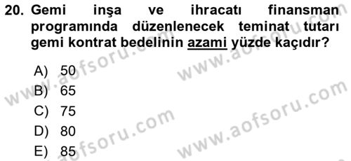 Dış Ticaret İşlemlerinin Muhasebeleştirilmesi Dersi 2024 - 2025 Yılı Yaz Okulu Sınav Soruları 20. Soru