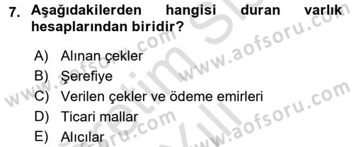 Dış Ticaret İşlemlerinin Muhasebeleştirilmesi Dersi 2024 - 2025 Yılı Yaz Okulu Sınav Soruları 7. Soru