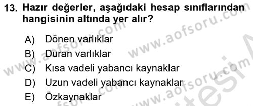 Dış Ticaret İşlemlerinin Muhasebeleştirilmesi Dersi 2025 - 2026 Yılı (Vize) Ara Sınav Soruları 13. Soru