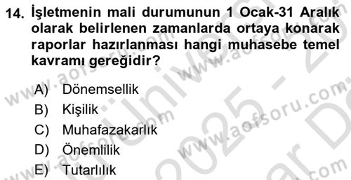 Dış Ticaret İşlemlerinin Muhasebeleştirilmesi Dersi 2025 - 2026 Yılı (Vize) Ara Sınav Soruları 14. Soru