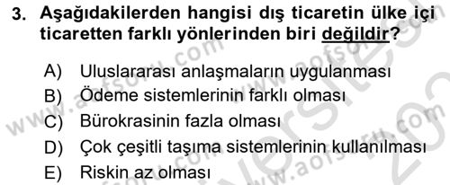 Dış Ticaret İşlemlerinin Muhasebeleştirilmesi Dersi 2025 - 2026 Yılı (Vize) Ara Sınav Soruları 3. Soru