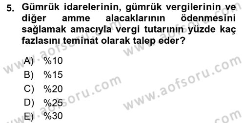 Dış Ticaret İşlemlerinin Muhasebeleştirilmesi Dersi 2025 - 2026 Yılı (Vize) Ara Sınav Soruları 5. Soru