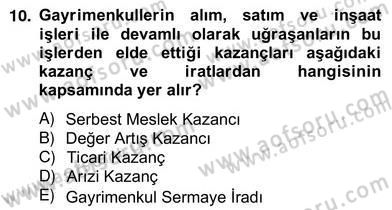 İnşaat ve Gayrimenkul Muhasebesi Dersi 2012 - 2013 Yılı (Vize) Ara Sınav Soruları 10. Soru