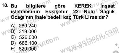 İnşaat ve Gayrimenkul Muhasebesi Dersi 2012 - 2013 Yılı (Vize) Ara Sınav Soruları 18. Soru