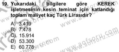 İnşaat ve Gayrimenkul Muhasebesi Dersi 2012 - 2013 Yılı (Vize) Ara Sınav Soruları 19. Soru