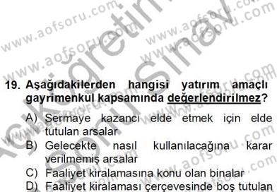 İnşaat ve Gayrimenkul Muhasebesi Dersi 2012 - 2013 Yılı (Final) Dönem Sonu Sınav Soruları 6. Soru