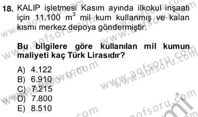 İnşaat ve Gayrimenkul Muhasebesi Dersi 2013 - 2014 Yılı (Vize) Ara Sınav Soruları 18. Soru
