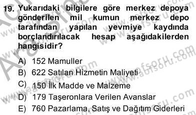 İnşaat ve Gayrimenkul Muhasebesi Dersi 2013 - 2014 Yılı (Vize) Ara Sınav Soruları 19. Soru