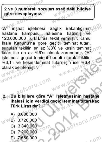 İnşaat ve Gayrimenkul Muhasebesi Dersi 2013 - 2014 Yılı (Vize) Ara Sınav Soruları 2. Soru