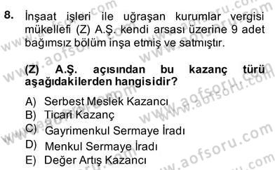 İnşaat ve Gayrimenkul Muhasebesi Dersi 2013 - 2014 Yılı (Vize) Ara Sınav Soruları 8. Soru