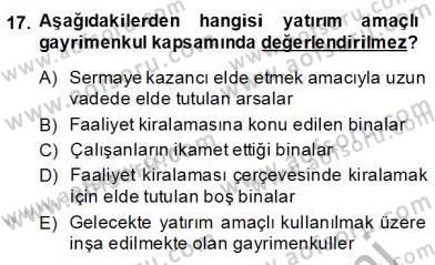 İnşaat ve Gayrimenkul Muhasebesi Dersi 2013 - 2014 Yılı (Final) Dönem Sonu Sınav Soruları 17. Soru