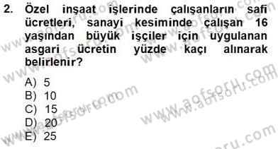 İnşaat ve Gayrimenkul Muhasebesi Dersi 2013 - 2014 Yılı Tek Ders Sınav Soruları 2. Soru