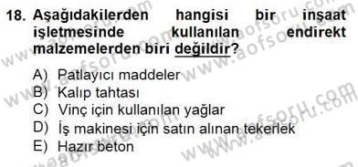 İnşaat ve Gayrimenkul Muhasebesi Dersi 2014 - 2015 Yılı (Vize) Ara Sınav Soruları 18. Soru