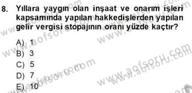 İnşaat ve Gayrimenkul Muhasebesi Dersi 2014 - 2015 Yılı (Vize) Ara Sınav Soruları 8. Soru