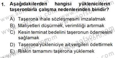 İnşaat ve Gayrimenkul Muhasebesi Dersi 2014 - 2015 Yılı (Final) Dönem Sonu Sınav Soruları 1. Soru