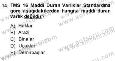 İnşaat ve Gayrimenkul Muhasebesi Dersi 2014 - 2015 Yılı (Final) Dönem Sonu Sınav Soruları 14. Soru