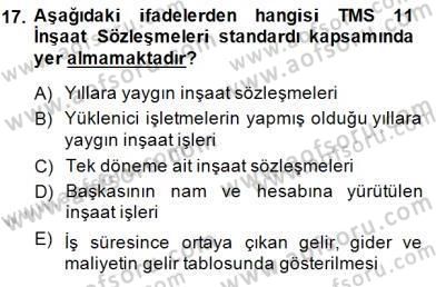 İnşaat ve Gayrimenkul Muhasebesi Dersi 2014 - 2015 Yılı (Final) Dönem Sonu Sınav Soruları 17. Soru