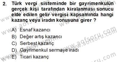 İnşaat ve Gayrimenkul Muhasebesi Dersi 2014 - 2015 Yılı (Final) Dönem Sonu Sınav Soruları 2. Soru
