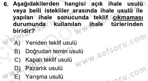 İnşaat ve Gayrimenkul Muhasebesi Dersi 2015 - 2016 Yılı (Vize) Ara Sınav Soruları 6. Soru