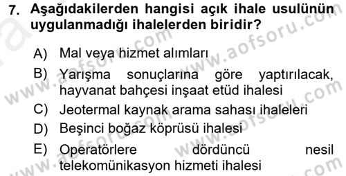 İnşaat ve Gayrimenkul Muhasebesi Dersi 2015 - 2016 Yılı (Vize) Ara Sınav Soruları 7. Soru