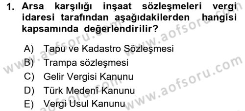 İnşaat ve Gayrimenkul Muhasebesi Dersi 2015 - 2016 Yılı (Final) Dönem Sonu Sınav Soruları 1. Soru