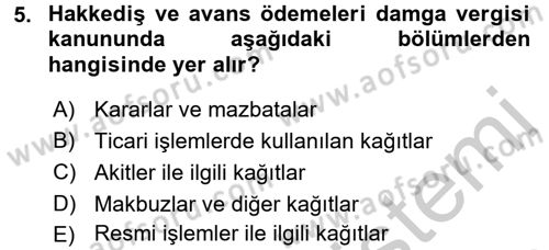 İnşaat ve Gayrimenkul Muhasebesi Dersi 2016 - 2017 Yılı (Vize) Ara Sınav Soruları 5. Soru