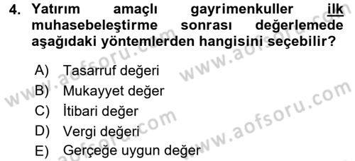 İnşaat ve Gayrimenkul Muhasebesi Dersi 2018 - 2019 Yılı 3 Ders Sınav Soruları 4. Soru