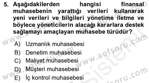 İnşaat ve Gayrimenkul Muhasebesi Dersi 2018 - 2019 Yılı (Vize) Ara Sınav Soruları 5. Soru
