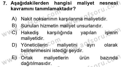 İnşaat ve Gayrimenkul Muhasebesi Dersi 2018 - 2019 Yılı (Final) Dönem Sonu Sınav Soruları 7. Soru